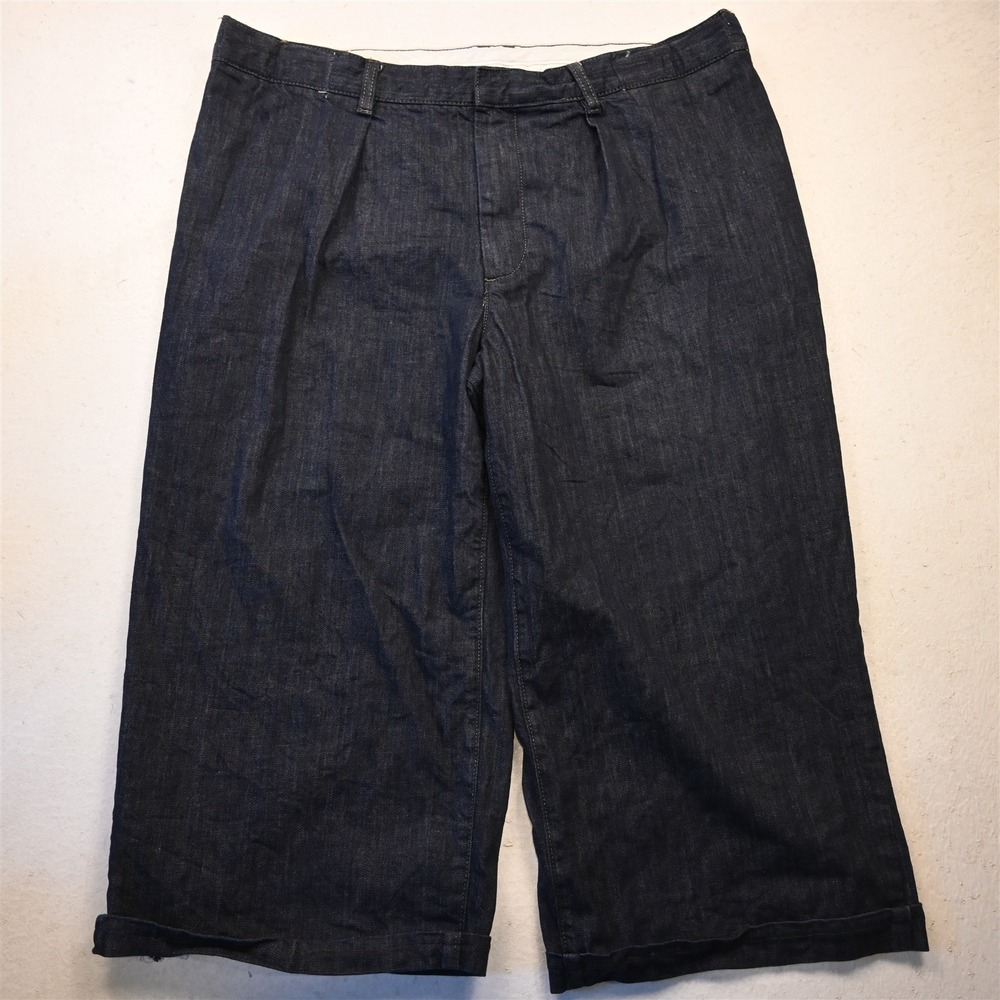Zara 32 High Rise Capri Wide Leg Dark Stretch Denim Womens Jeans